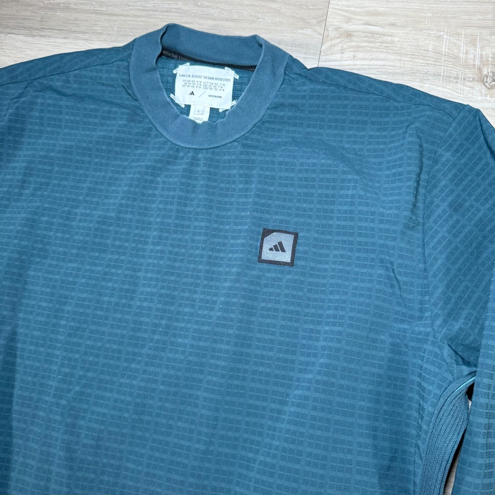 Adidas Adicross Wind.RDY Golf‎ Pullover Teal Blue Checkered L Mens Jacket Vented